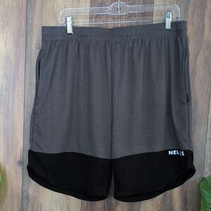 Neleus Men's Gray and Black Athletic Shorts XL            M286